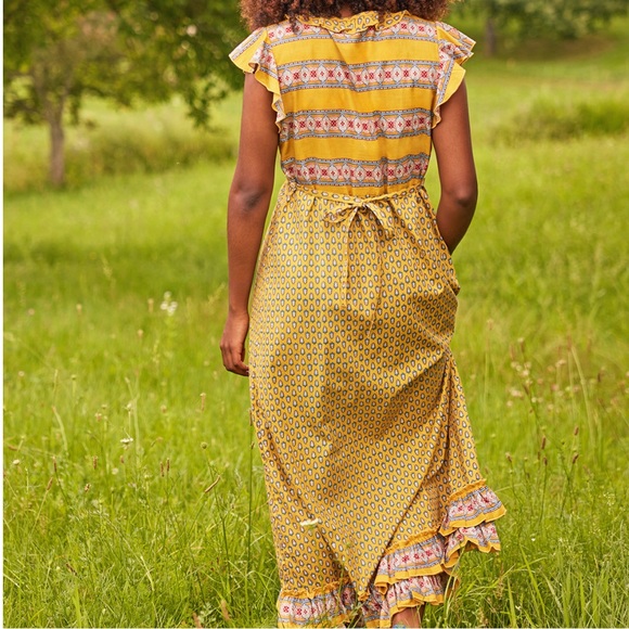 EUC April Cornell Alouette Hostess Dress Yellow Size Medium - Picture 2 of 11
